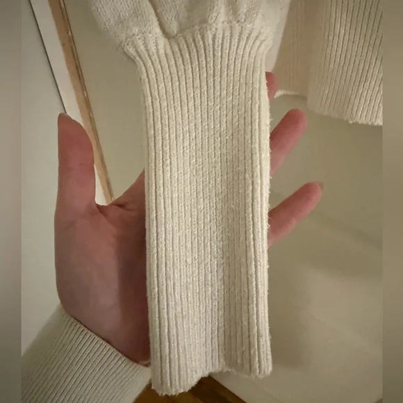 French Connection Balloon Sleeve Cropped Sweater Cream Size Small Small - Picture 9 of 9